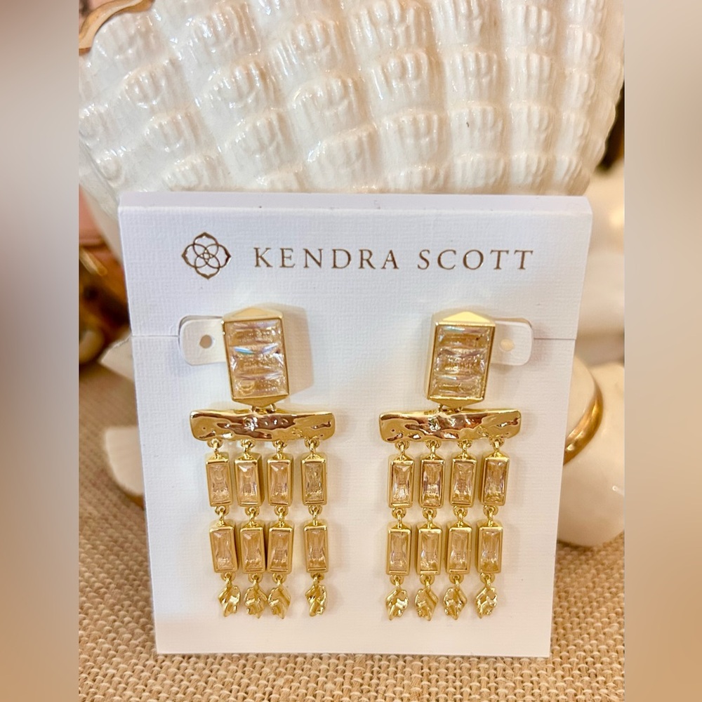 Kendra Scott Jessa Crystal Tassel Earrings Carded & w/Pouch - Picture 5 of 10